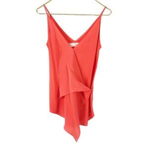 NWT AUBREY Amanda Uprichard Coral Silk Crossover Cami tank top shirt